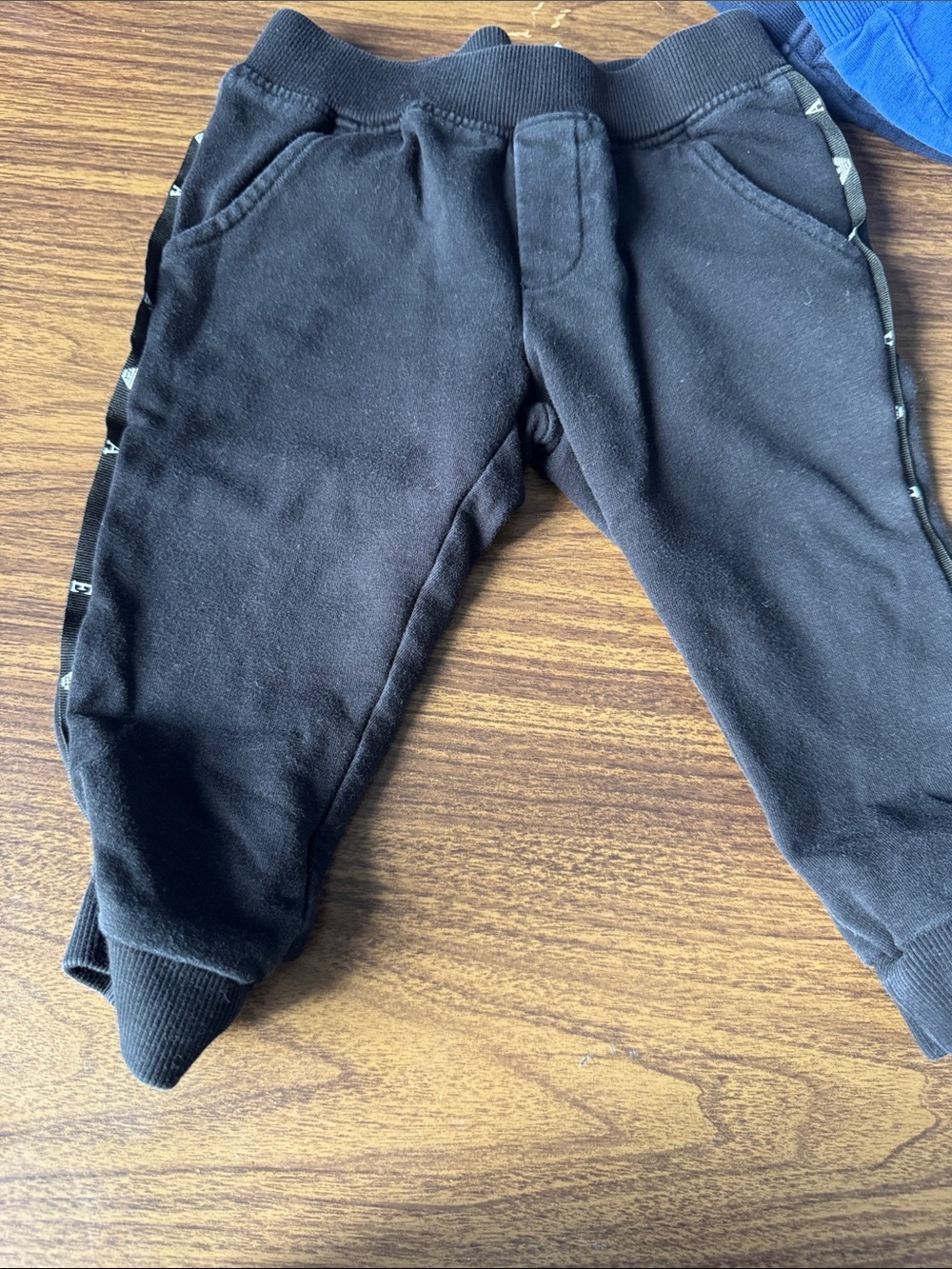 Emporio Armani Kids Black Jogger Sweatpants with Logo Tape